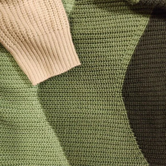 Shein Womens L Chevron Colorblock Knit Pullover Sweater Round Neck Drop Shoulder - Picture 4 of 5